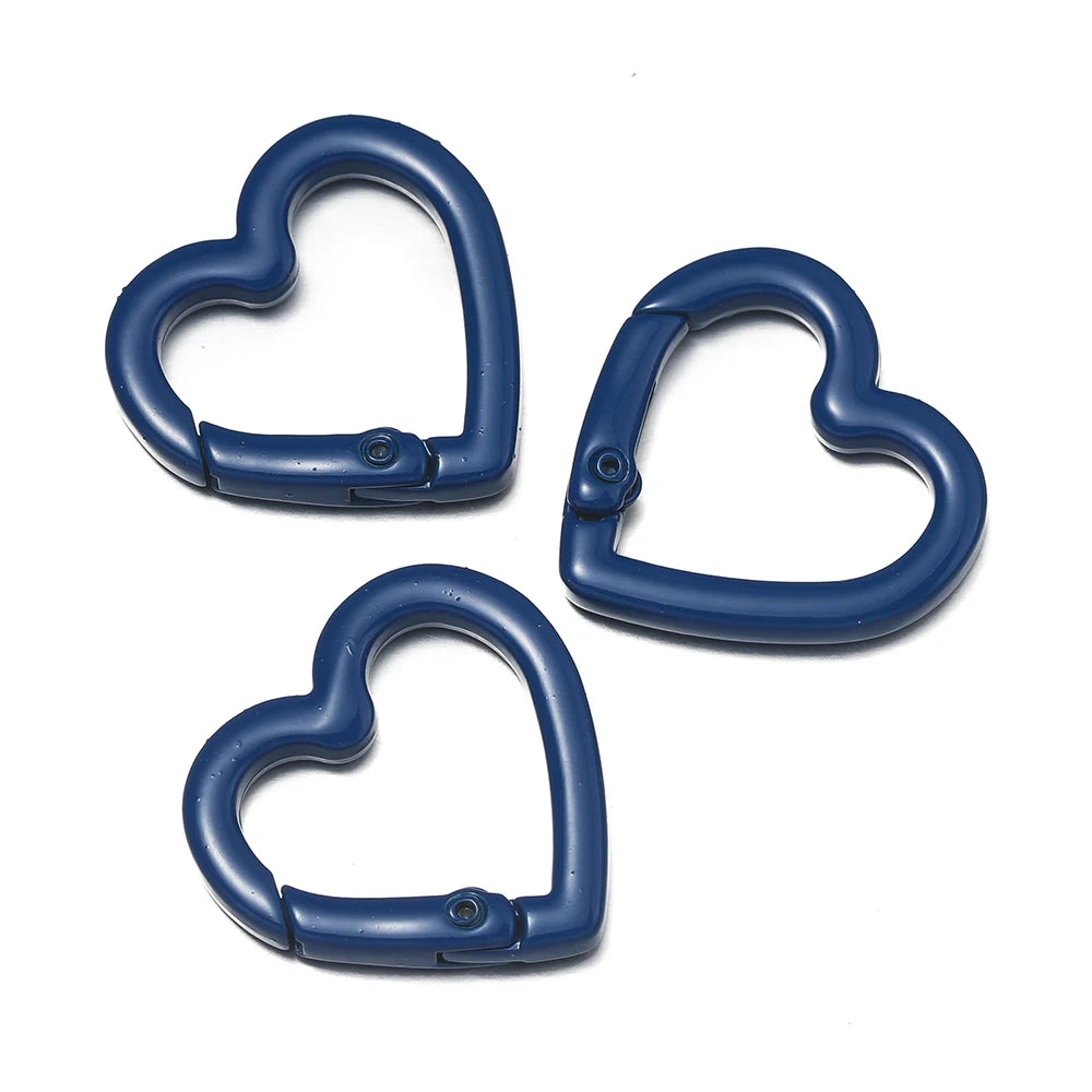 Heart Carabiner Clips, Metal Spring Clasp Keychain Hooks 5pcs
