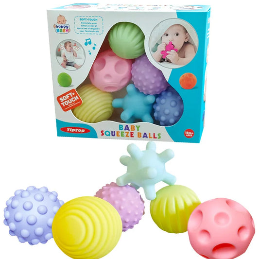 Baby Sensory Ball Set – 6-Piece Textured Grasping Toys