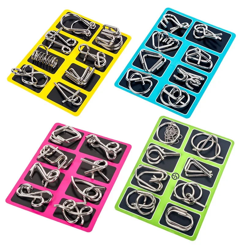 Metal Wire Puzzle Set 8-Piece Mind Brain Teaser for Kids & Adults