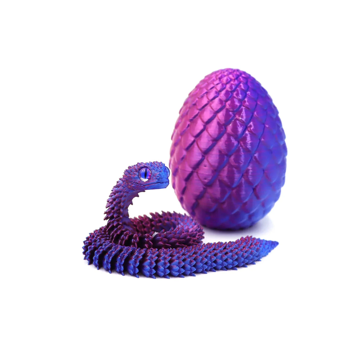 3D Printed Snake Toy – Movable Figure with Egg Ornament