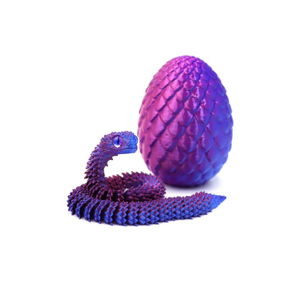 3D Printed Snake Toy – Movable Figure with Egg Ornament