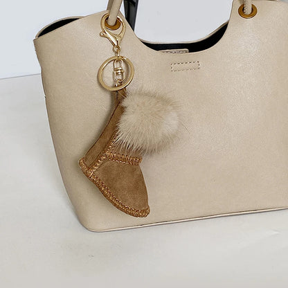 Cat Paw Keychain Fluffy Faux Fur Pom Pom Bag Charm