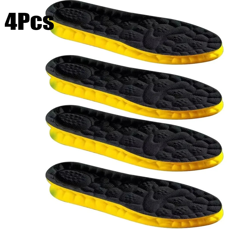 4D Sports Insoles Shoes PU Sole Soft Breathable Shock Absorption Cushion Heavy Duty Support Pain Relief Running Orthopedic Care