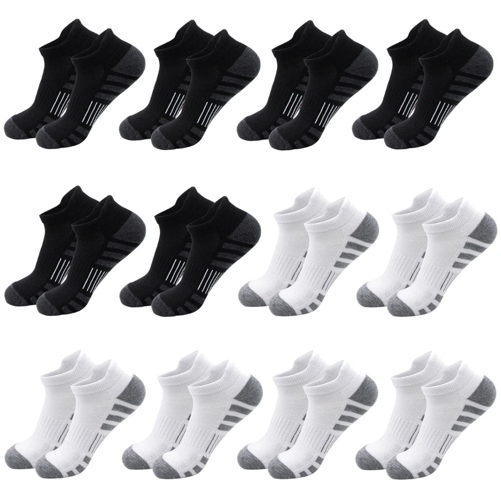 6/24Pairs Ankle Athletic Running Socks Cushioned Breathable Low Cut Sports Tab Socks For Men And Women
