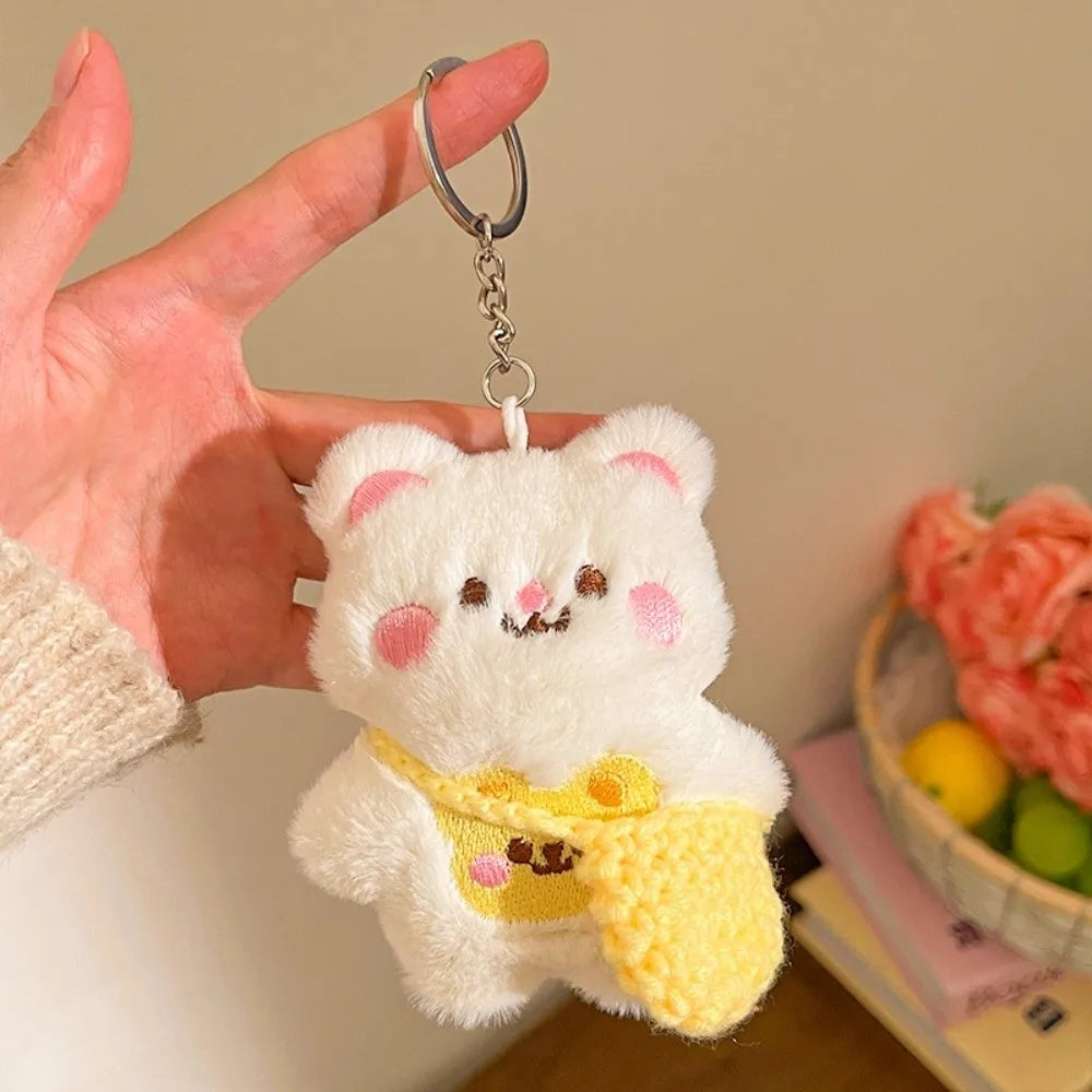 Plush Cat Keychain – Multicolor Couple Bag Charm