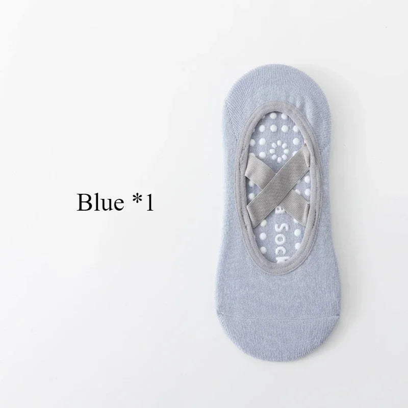 1/ 4Pair Professional Women Yoga Sock Silicone Anti-slip Ballet Pilates Socks Women Backless Breathable Bandage Yoga Sport Socks