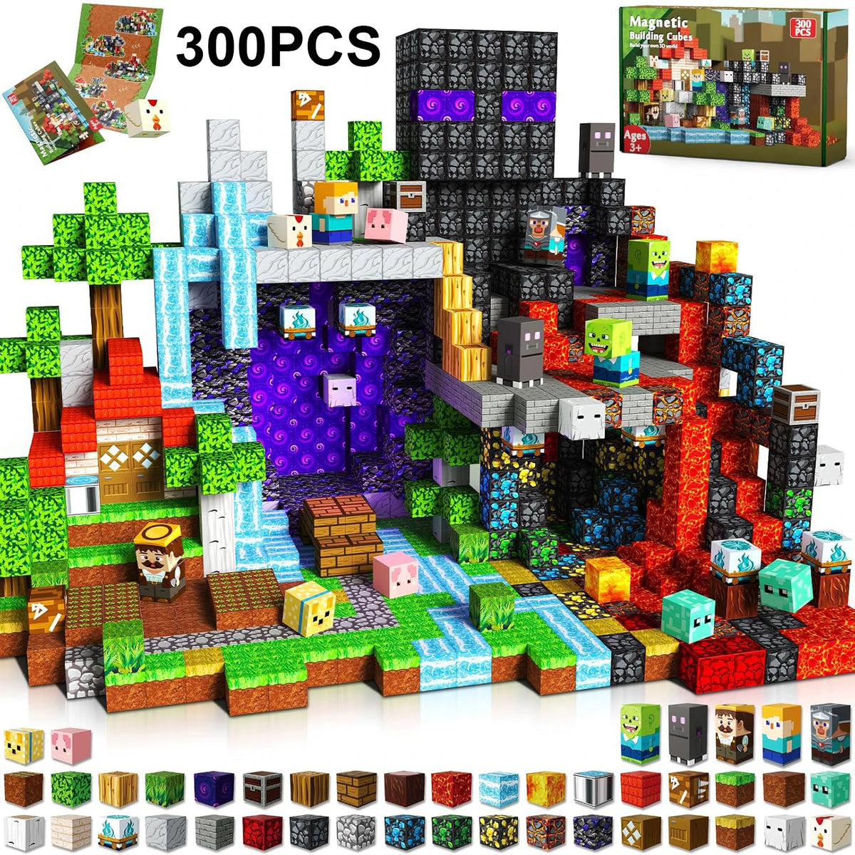 Magnetic Tiles 100-300pcs Building Blocks STEM Toy for Kids