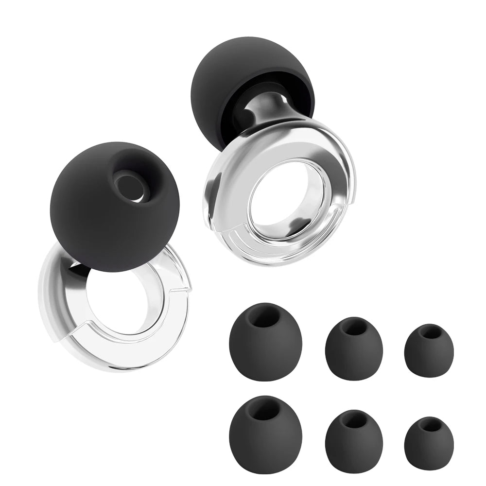 Quiet Ear Plugs for Noise Reduction – Super Soft, Reusable Hearing Protection for Sleep,Swim, Work 8 Ear Tips in XS/S/M/L