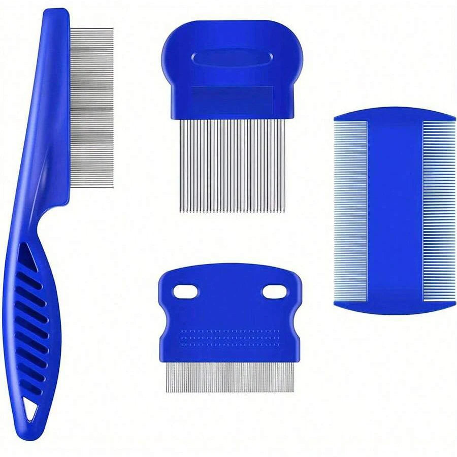 Flea Comb for Dogs and Cats, 4-Pack Stainless Steel Pet Grooming Combs