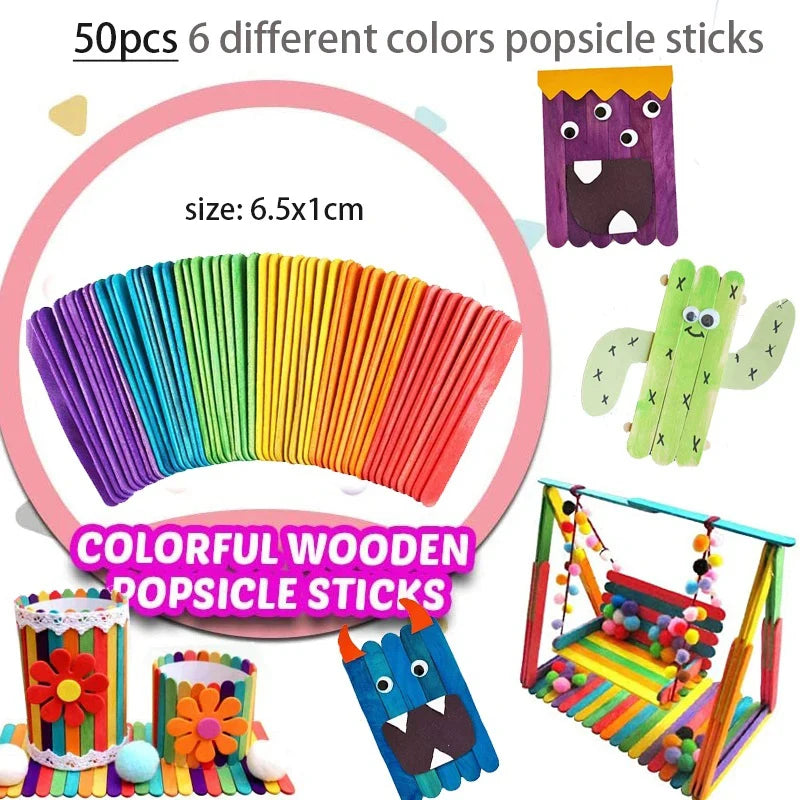 Kids Craft Supplies Kit – DIY Pipe Cleaners, Pom Poms & Stickers