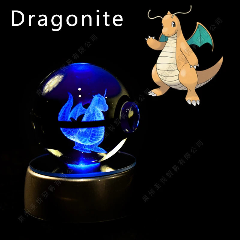 3D Crystal Ball Night Light – LED Glass Lamp with Colorful Base