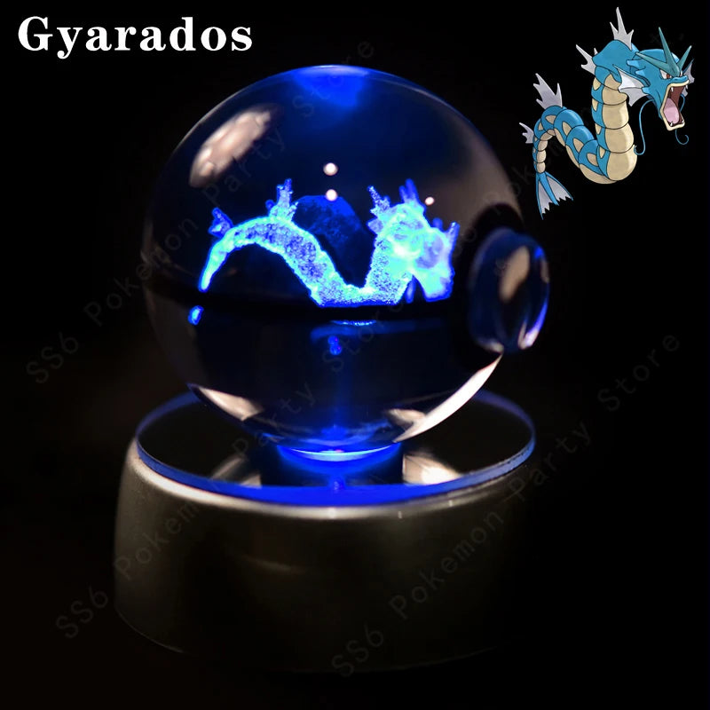 3D Crystal Ball Night Light – LED Glass Lamp with Colorful Base