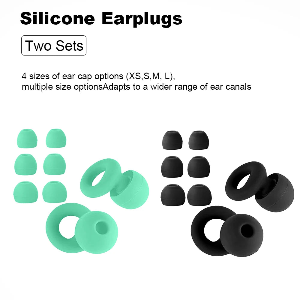 Quiet Ear Plugs for Noise Reduction – Super Soft, Reusable Hearing Protection for Sleep,Swim, Work 8 Ear Tips in XS/S/M/L