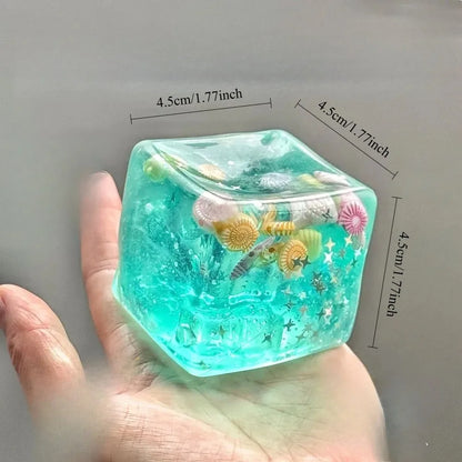 Ocean Shells Squishy Fidget Toy – Slow-Rise Sensory Squeeze Cube