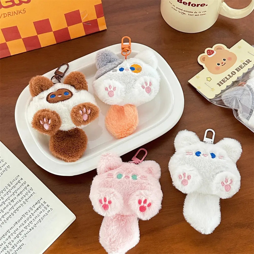 Plush Cat Keychain – Cute Backpack Pendant Charm