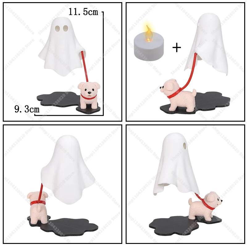 Cute Ghost LED Night Light with Dog Figure for Halloween Decor