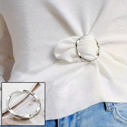 5pcs Fashion Metal Round Circle Clip Buckle Shawl T-Shirt Tie Clip Brooch Waist Buckle Versatile Clothing Ring Wrap Holder