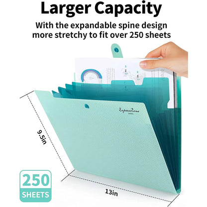 Expanding File Folder A4 5 Pocket Accordion Document Organizer