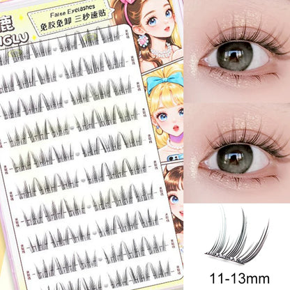 No Glue Needed Idol False Eyelashes Large Capacity 7-9mm Self Adhesive Eyelashes tweezers DIY Lash Extension Cluster Lashes