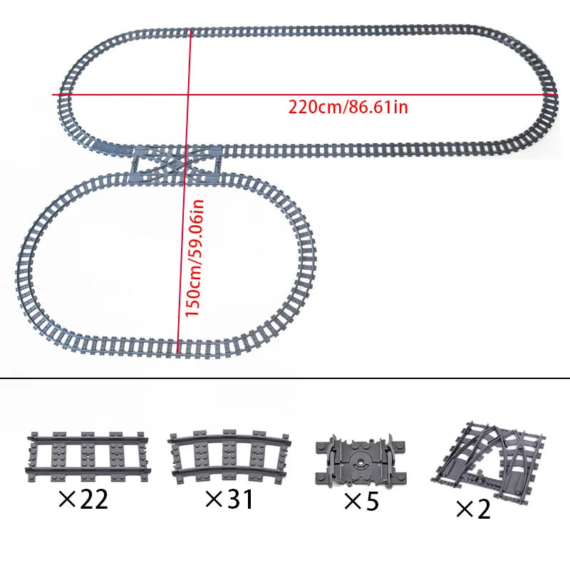Train Track Building Blocks DIY Railroad Set for Kids &amp; Adults