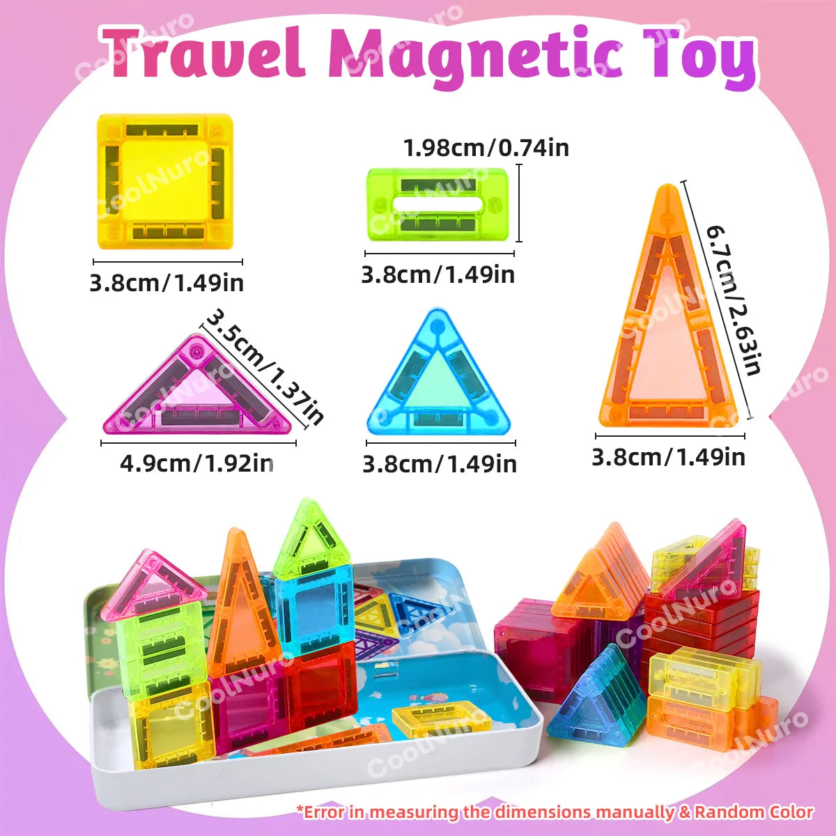 Magnetic Building Blocks Set for Kids with 26 or 38 Pieces
