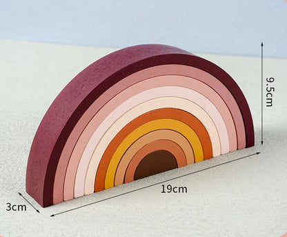 Wooden Rainbow Building Blocks – Montessori Stacking Balance Toy