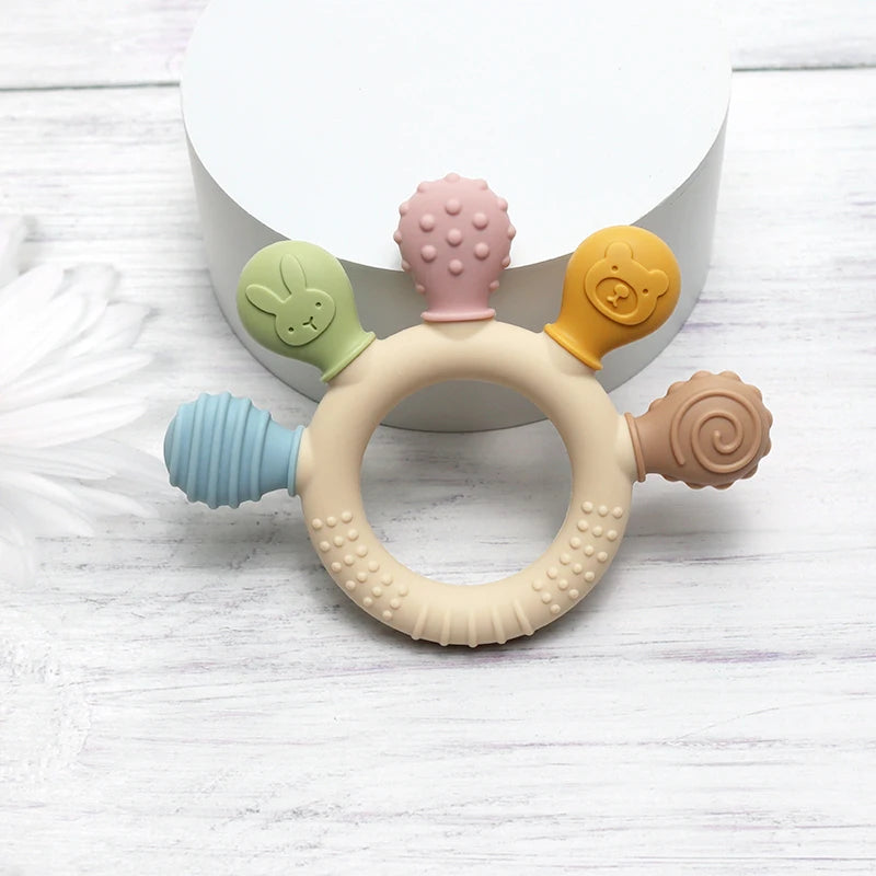 Baby Ring Teether Multicolor Silicone Teething Toy