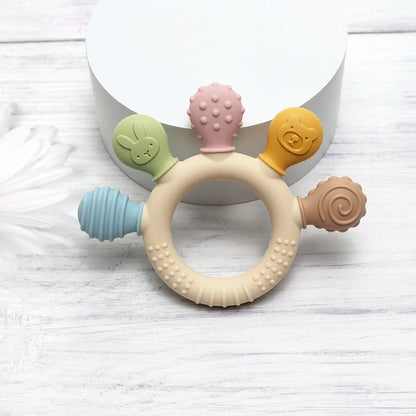 Baby Ring Teether Multicolor Silicone Teething Toy