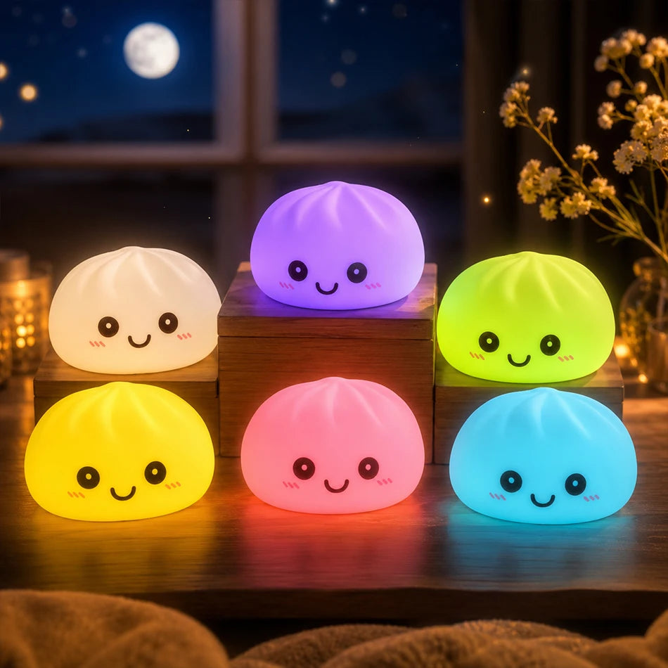 Dumpling Night Light LED Desktop Lamp Cute Glowing Décor