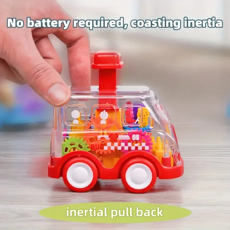 Transparent Gear Toy Car – Press and Go Inertial Vehicle