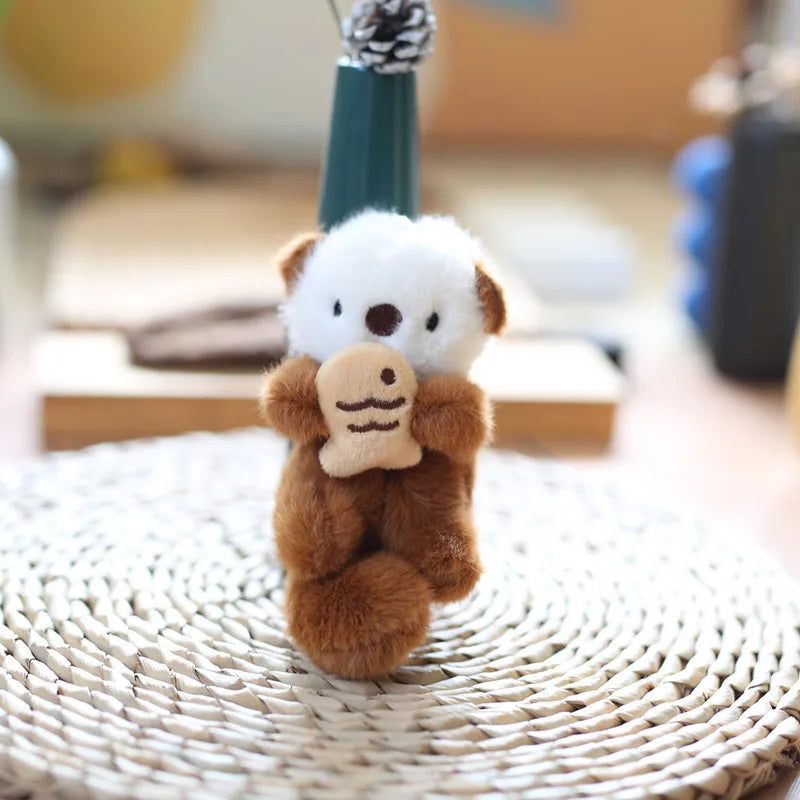 ZAKOL Cute Otters Holding Fish Plush Pendant Keychain Backpack Keyrings Pendant Bag Key Wallet Pendant Wholesale
