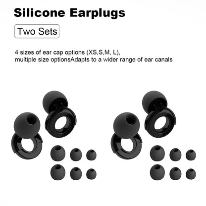 Quiet Ear Plugs for Noise Reduction – Super Soft, Reusable Hearing Protection for Sleep,Swim, Work 8 Ear Tips in XS/S/M/L
