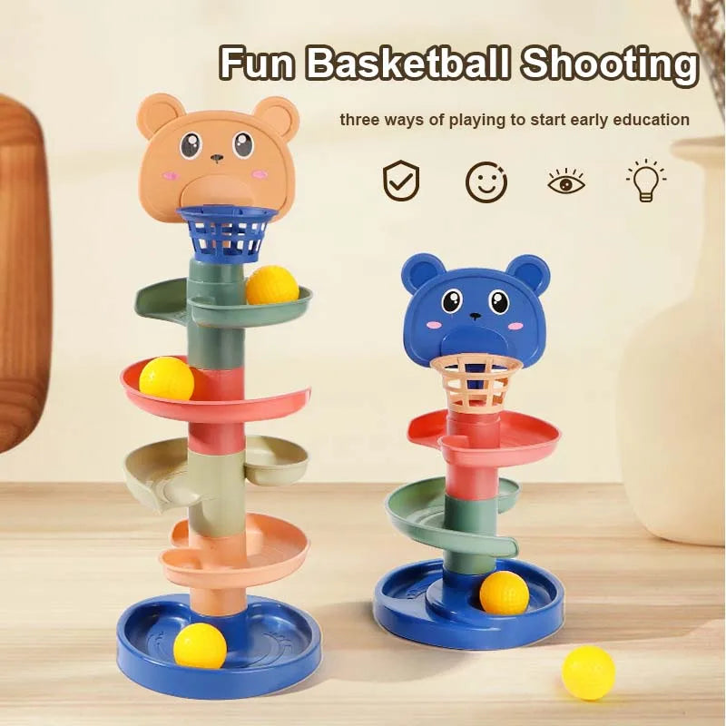 Montessori Rolling Ball Toy Baby Stacking Track Educational Game