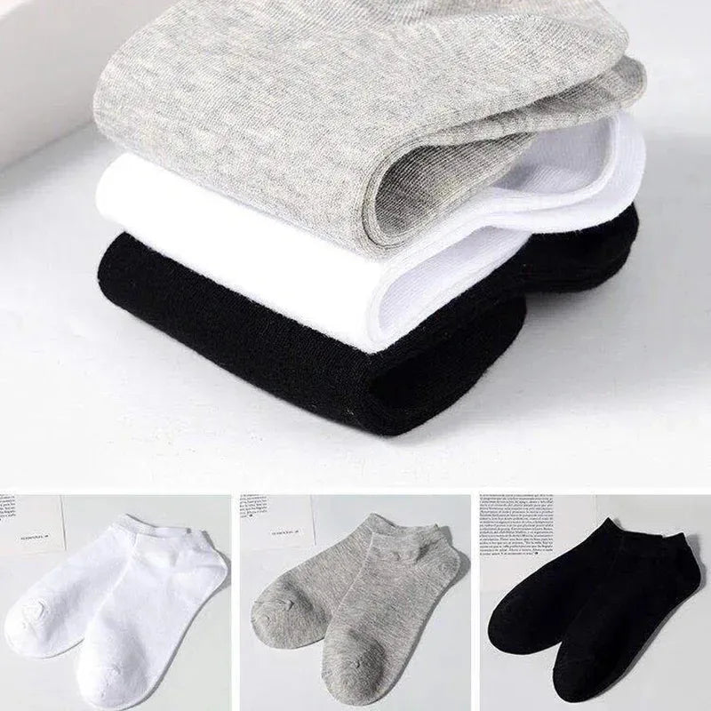 1-20pairs Wholesale Unisex Socks, Breathable Sports Socks, Solid Color Boat Socks, Comfortable Cotton Ankle Socks, White