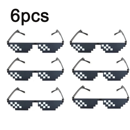 Pixelated Sunglasses – Funny Mosaic Rimless Shades for Parties