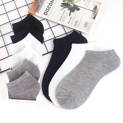 1-20pairs Wholesale Unisex Socks, Breathable Sports Socks, Solid Color Boat Socks, Comfortable Cotton Ankle Socks, White