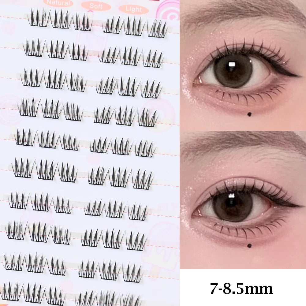 No Glue Needed Idol False Eyelashes Large Capacity 7-9mm Self Adhesive Eyelashes tweezers DIY Lash Extension Cluster Lashes
