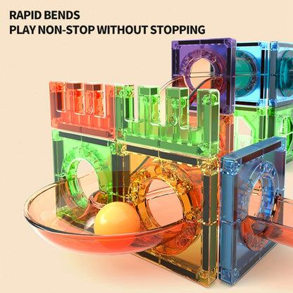 Magnetic Tiles Building Blocks with 3D STEM Marble Run