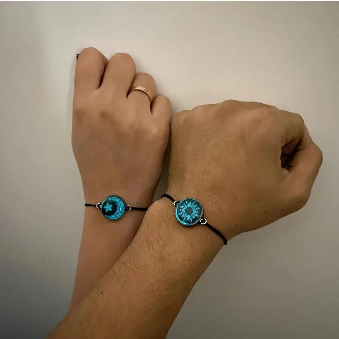 Sun Moon Couple Bracelets, Luminous Matching Rope Bracelets for Couples