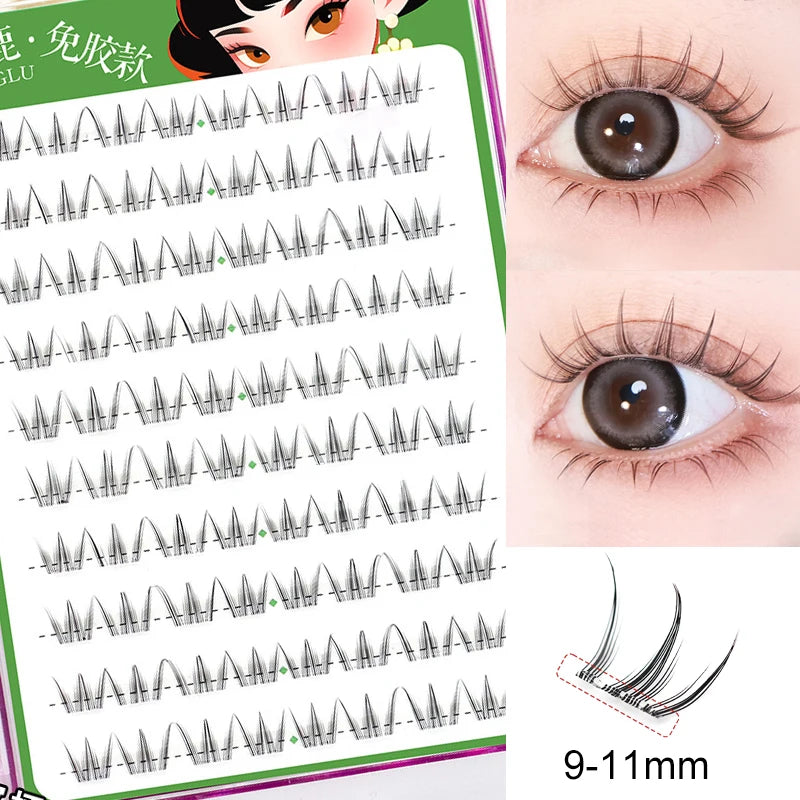 No Glue Needed Idol False Eyelashes Large Capacity 7-9mm Self Adhesive Eyelashes tweezers DIY Lash Extension Cluster Lashes