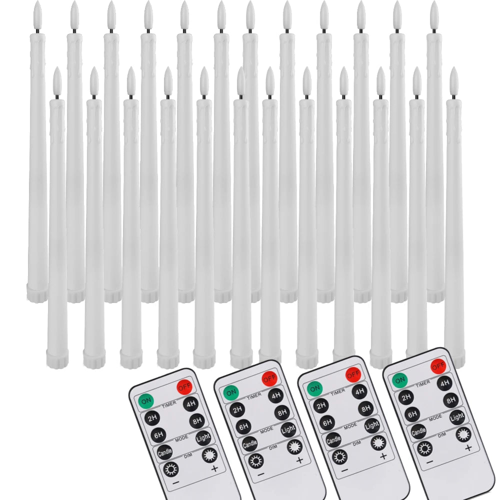 LED Flameless Taper Candles with Remote and Timer, 12/24 Pack