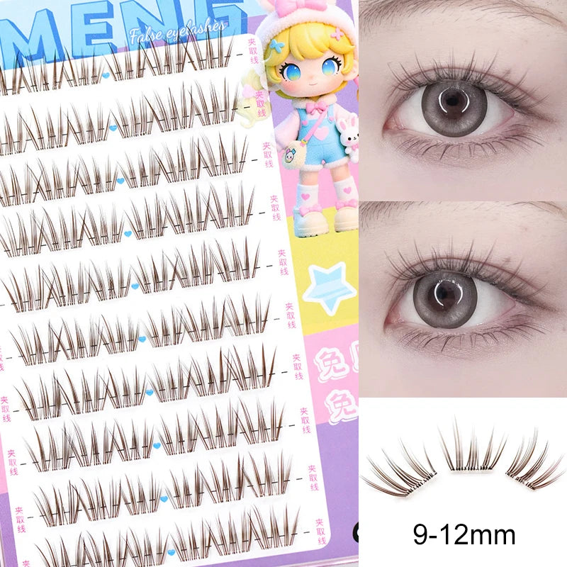 No Glue Needed Idol False Eyelashes Large Capacity 7-9mm Self Adhesive Eyelashes tweezers DIY Lash Extension Cluster Lashes