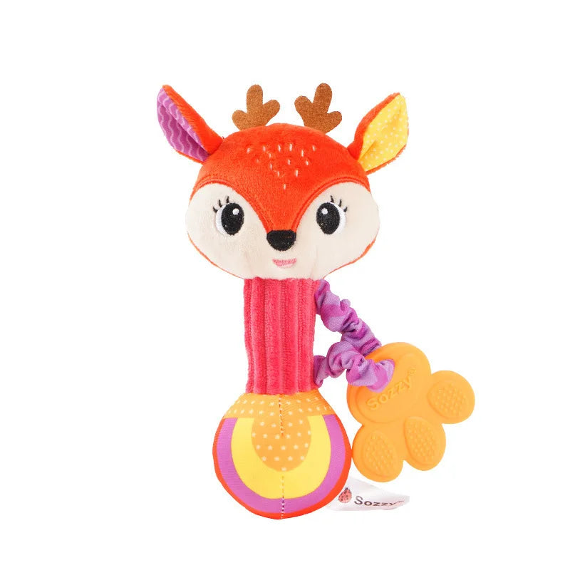 Baby Rattle Toy Soft Plush Animal Sensory Rattle for Newborns