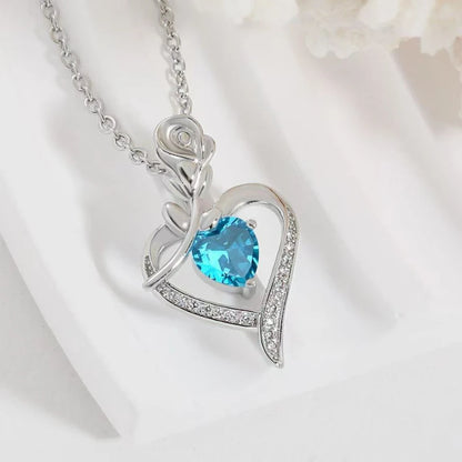 Heart Pendant Necklace, Hollow Heart Rhinestone Jewelry for Women