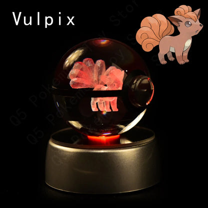 3D Crystal Ball Night Light – LED Glass Lamp with Colorful Base