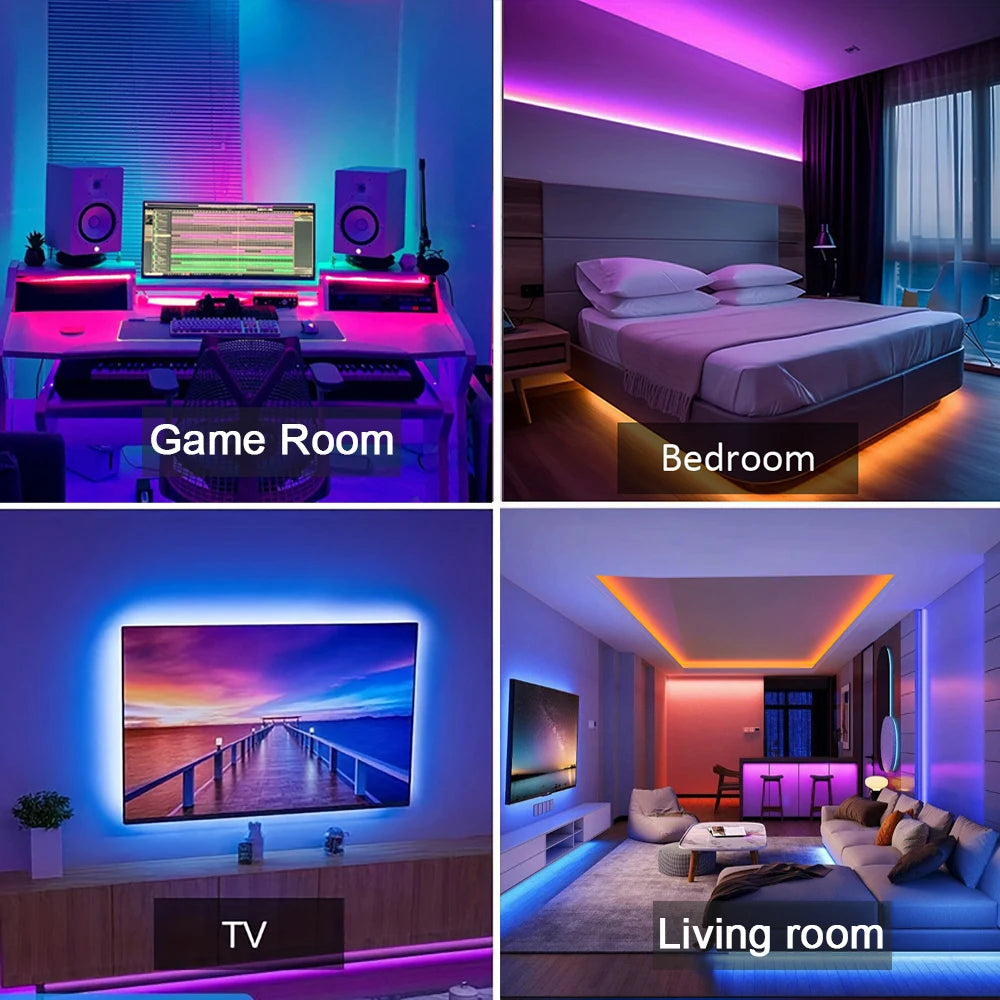RGB LED Strip Lights with App Control for Bedroom Decor
