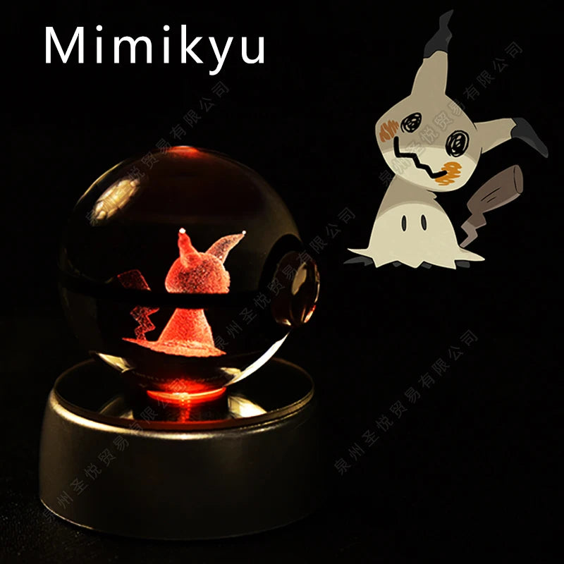 3D Crystal Ball Night Light – LED Glass Lamp with Colorful Base