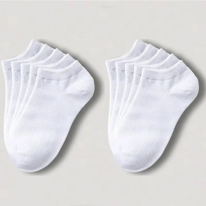 1-20pairs Wholesale Unisex Socks, Breathable Sports Socks, Solid Color Boat Socks, Comfortable Cotton Ankle Socks, White