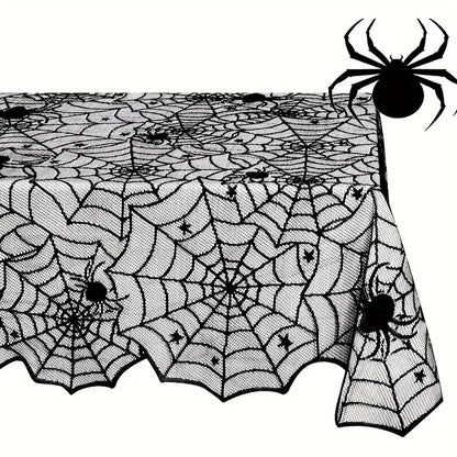 Halloween Spider Web Table Runner – Black Tablecloth Decor