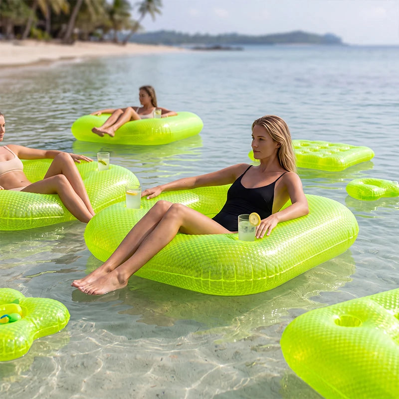 Inflatable Pool Float Chair with Cup Holder